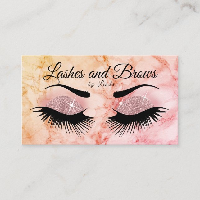 Carte De Visite Eyelashes et Brosses - Rose Parties scintillant d' (Devant)