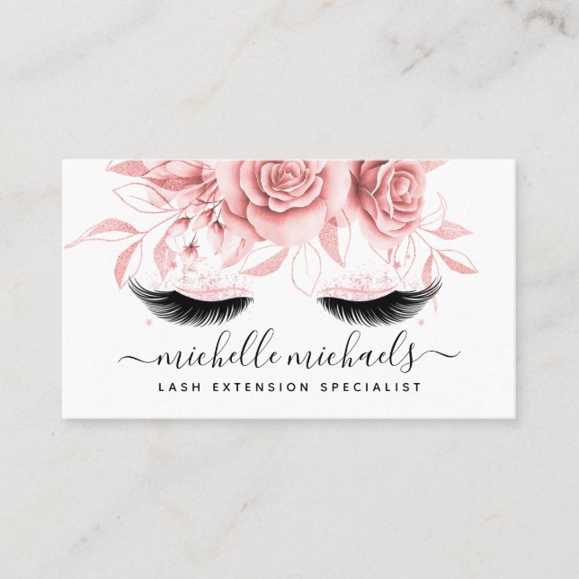 Carte De Visite Eyelashes Flore Rose simple (Devant)