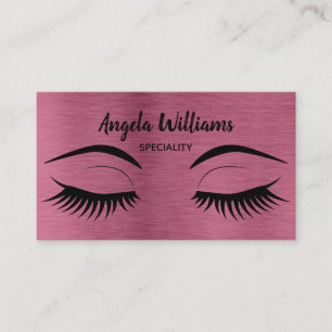 Carte De Visite Eyelashes maquilleur chic rose or métallique