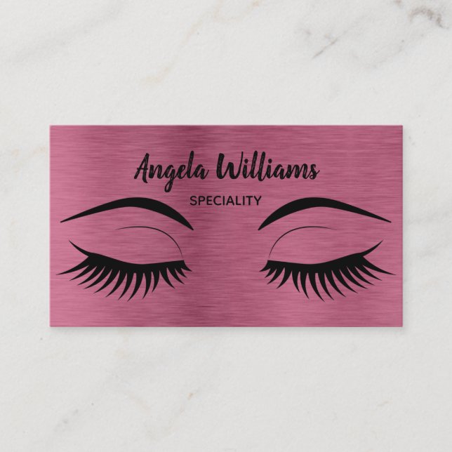 Carte De Visite Eyelashes maquilleur chic rose or métallique (Devant)