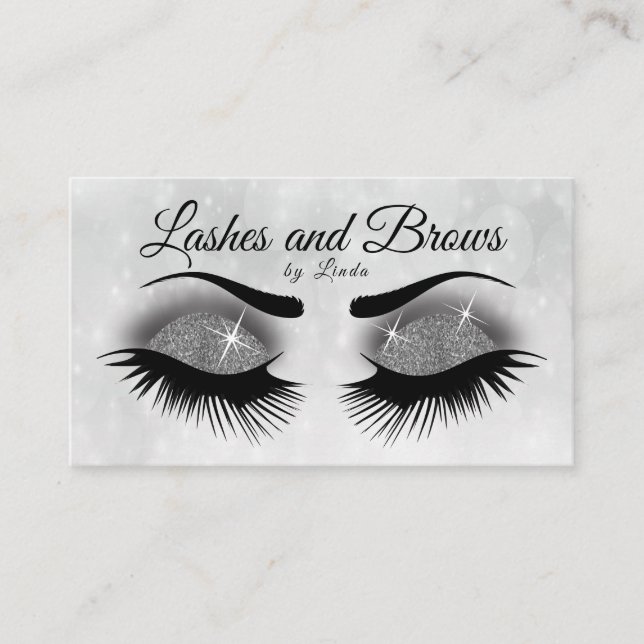Carte De Visite Eyelashes - Parties scintillant gris fumé (Devant)