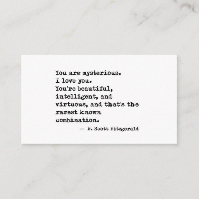 Carte De Visite F Scott Fitzgerald Quote (Devant)