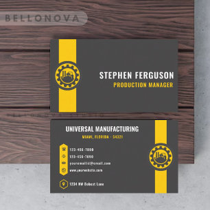 Carte De Visite Fabrication personnalisée en gris foncé noir jaune