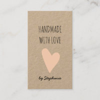 Fabriqué avec amour Cœur rose | Papier kraft rusti