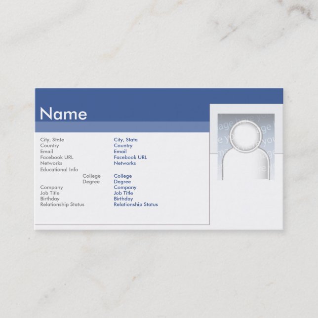 Carte De Visite Facebook - affaires (Devant)