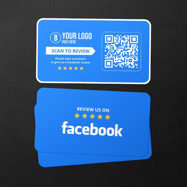 Carte De Visite Facebook Business Review Code QR 5 étoiles scannab (Créateur téléchargé)