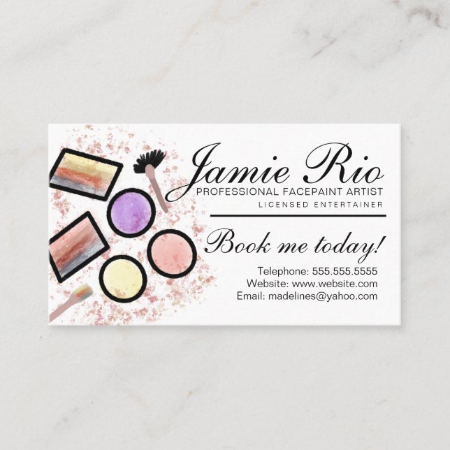 Carte De Visite Facepainter Facepainter Body Artist Peintre (Devant)