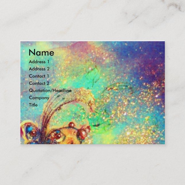 Carte De Visite FAIRY IN NIGHT / MAGIC BUTTERFLY PLANTE turquoise (Devant)