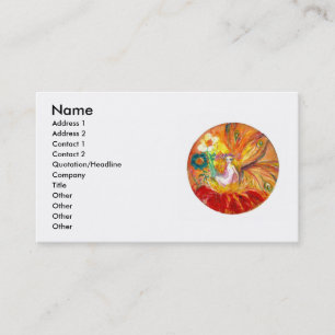 Carte De Visite FAIRY OF THE FLOWERS, Imaginaire blanc jaune rouge