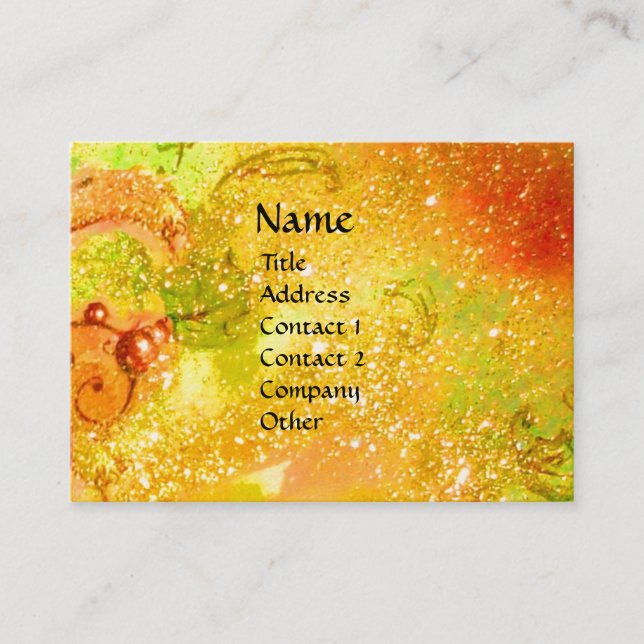 Carte De Visite FAIRY OF THE FLOWERS /Red Yellow Gold Sparkles (Devant)