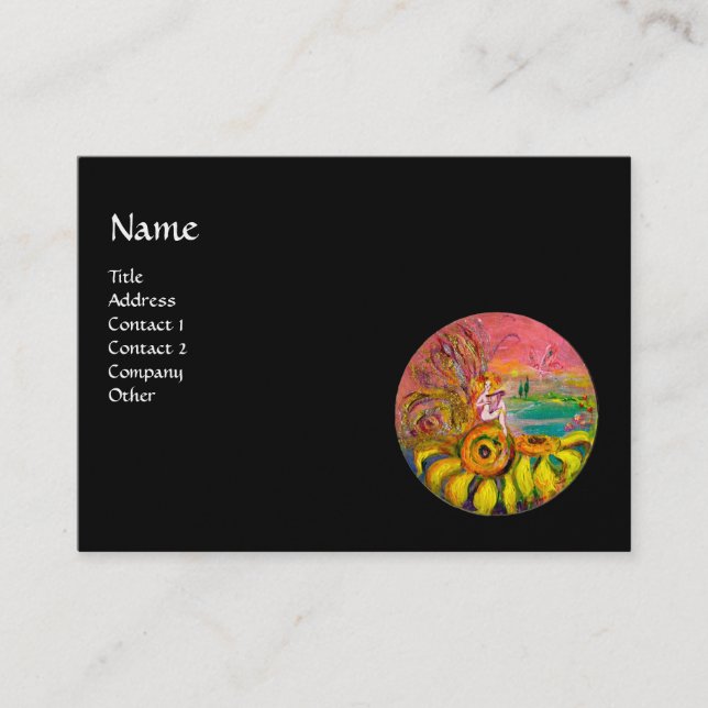 Carte De Visite FAIRY OF THE SUNFLOWERS jaune rose noir (Devant)