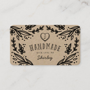 Carte De Visite Fait À La Main Avec Amour Coeur Monogramme Design 