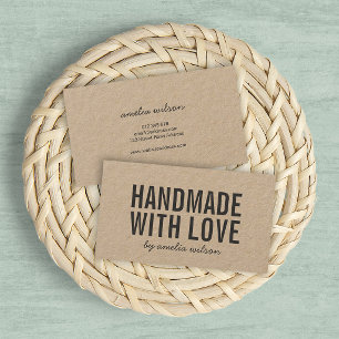 Carte De Visite Fait main rustique élégant simple avec amour