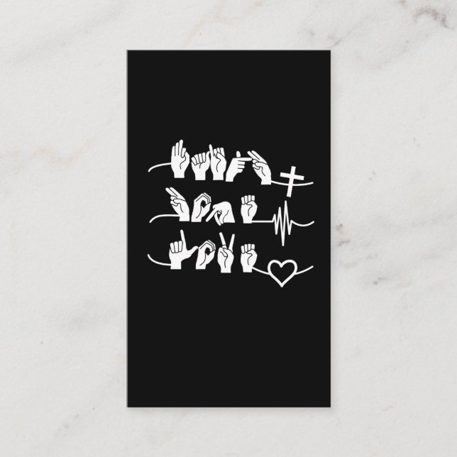 Carte De Visite Faith Hope Love ASL American Sign Language (Devant)