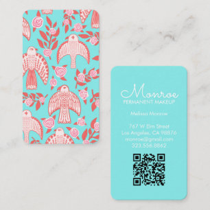Carte De Visite Falcons & Roses élégants Illustré Aqua rose rouge