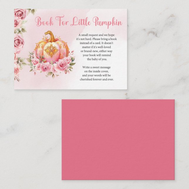 Carte De Visite Fall Pink Citrouille Books for Baby Card (Devant / Derrière)