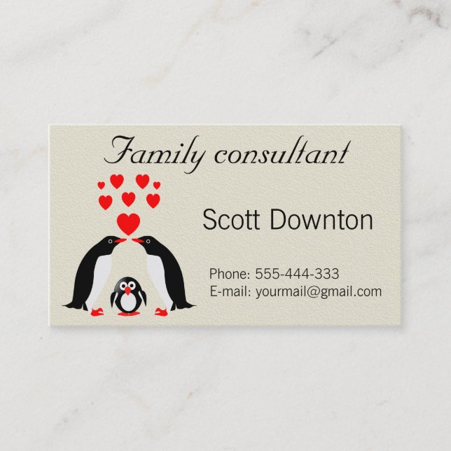 Carte De Visite Famille Penguins (Devant)