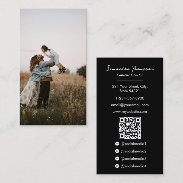 Carte De Visite Family Influencer Vlog Content Creator Full Photo (Devant / Derrière)