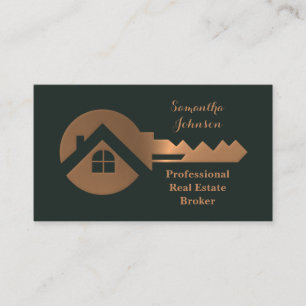 Carte de visite Fancy Cuivre Key Real Estate Broke