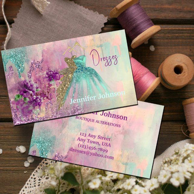 Carte De Visite Fancy Dresses Tailor Abstract Glitter (Fancy Dresses Tailor Abstract Glitter Business Card #zazzlemade #fashiondesigner #dressmaker #tailor)