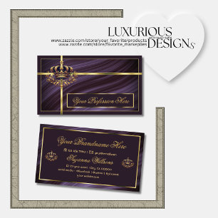 Carte De Visite Fancy Royal Purple Gold Couronne somptueuse et nob