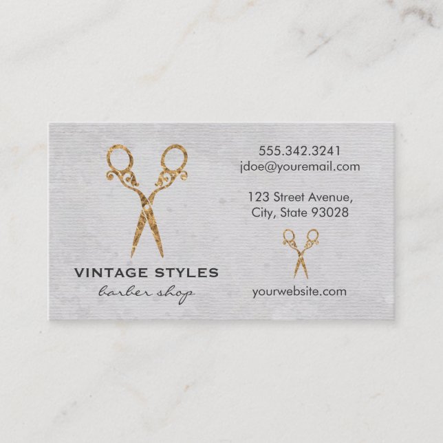 Carte De Visite Fancy Shears Aquarelle Barber (Devant)