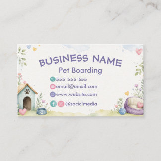 Carte de visite fantaisiste aquarelle pour pension