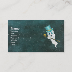 Carte De Visite Fantôme flottant dans le ciel nocturne Top Hat Fan