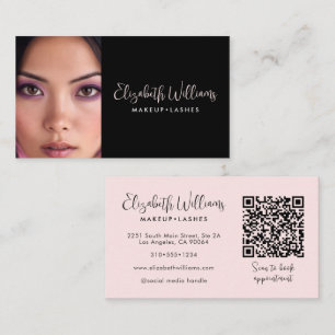 Carte De Visite Fard à paupières rose blush écriture noire code QR