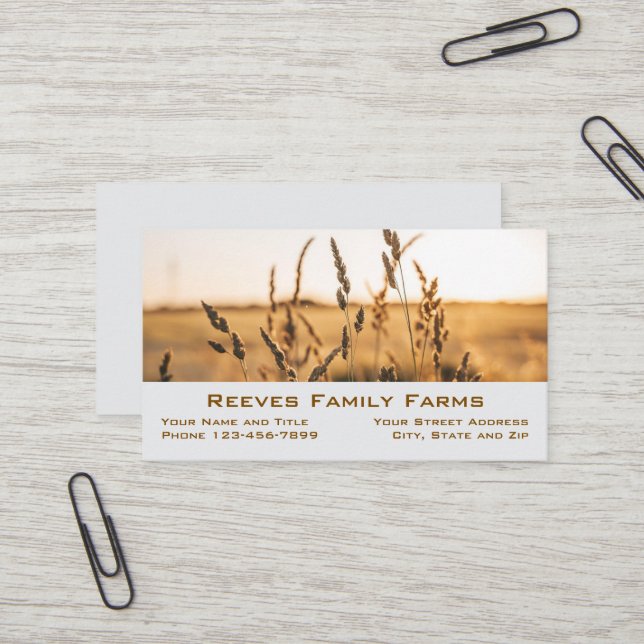 Carte De Visite Farmer Wheat Farm Agricultural Business Cards (Devant/Arrière en situation)