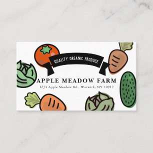 Carte De Visite Farmers Market Légumes de ferme Blanc