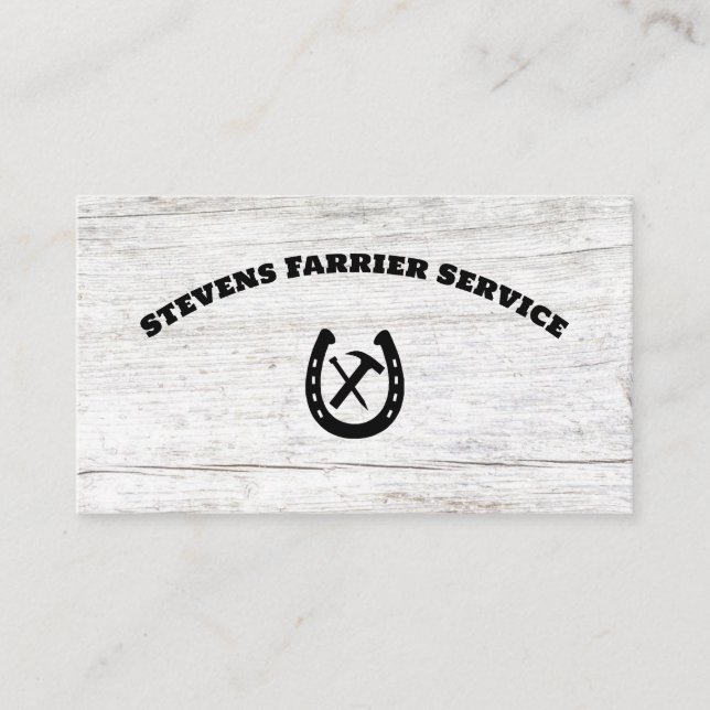 Carte De Visite Farrier Horseshoe Service Bois (Devant)