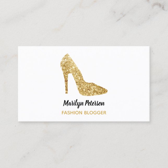 Carte De Visite Fashion Blogger Gold Sequin High Heel Glam Élégant (Devant)