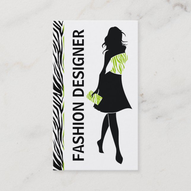 Carte De Visite Fashion designer fille citron vert blanc imprimé z (Devant)