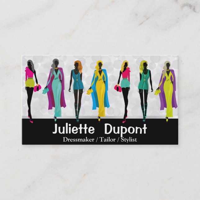 Carte De Visite Fashion Designer Stylist glamour noir blanc (Devant)