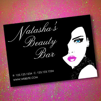 Carte De Visite Fashion Girl Black Rose Beauty Bar