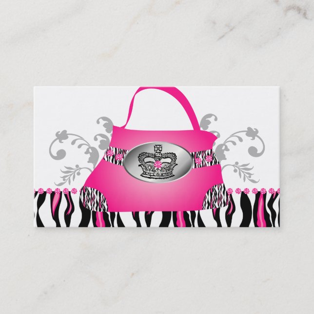 Carte De Visite Fashion Handbag Crown Purge Zebra Flora rose (Devant)