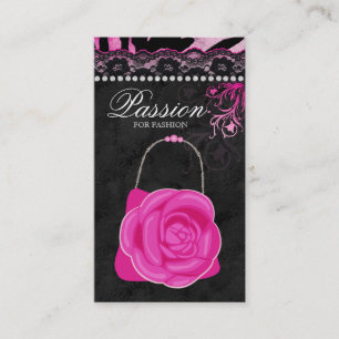 Carte De Visite Fashion Handbag Rose Purge Pink Lace Zebra