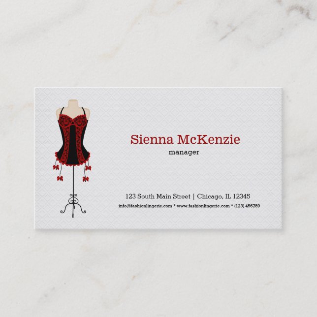 Carte De Visite Fashion Lingerie (rouge) (Devant)