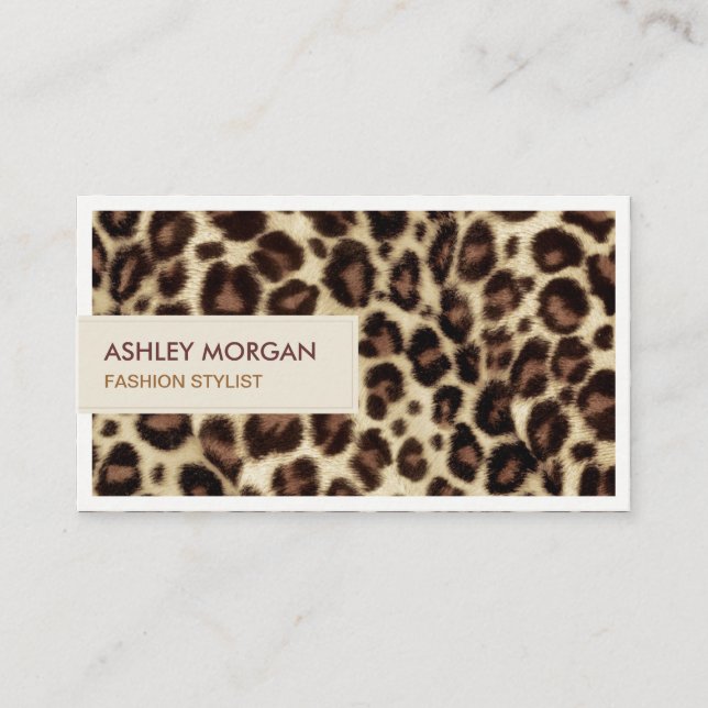 Carte De Visite Fashion Stylist - Empreinte de léopard tendance (Devant)