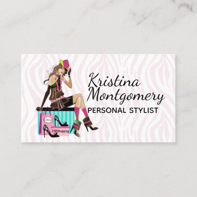 Carte De Visite Fashion Stylist Shopper Gal (Devant)