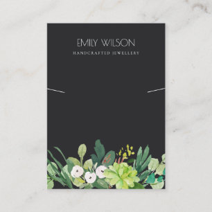 CARTE DE VISITE FAUNE VERTE NOIRE SUCCULENTE PEONY ÉCRAN À COUCH