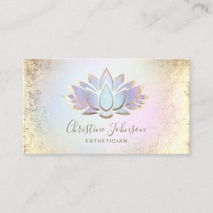 Carte De Visite fausse feuille d'or et pastel lotus esthéticien