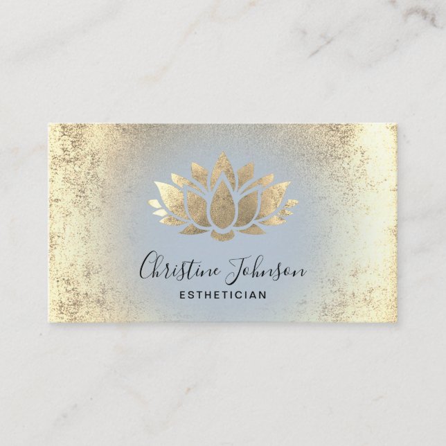 Carte De Visite fausse feuille d'or lotus estheticicicician skinca (Devant)