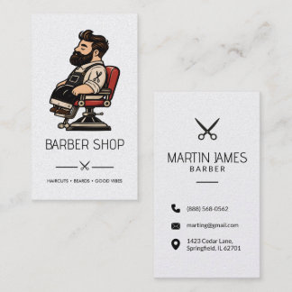 Carte De Visite Fauteuil de barbier barbu Masque Coiffeur