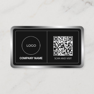 Carte De Visite Faux cadre métallique avec logo et code