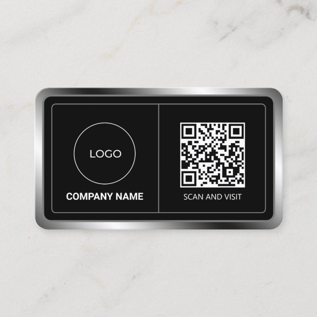 Carte De Visite Faux cadre métallique avec logo et code (Devant)