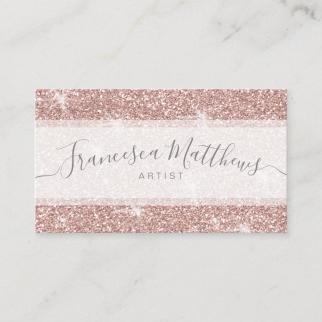 Carte De Visite Faux Chic Rose Gold Parties scintillant Sparkle (Devant)