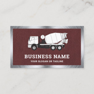 Carte De Visite Faux Cuir Brun Malaxeur à Béton Camion Toupie Cime