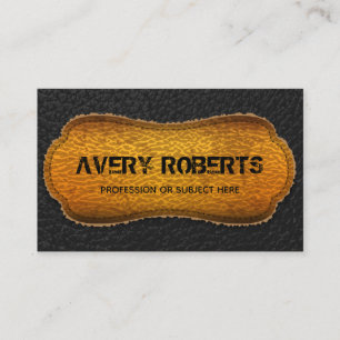 Carte De Visite Faux Cuir noir jaune Elégant géométrique